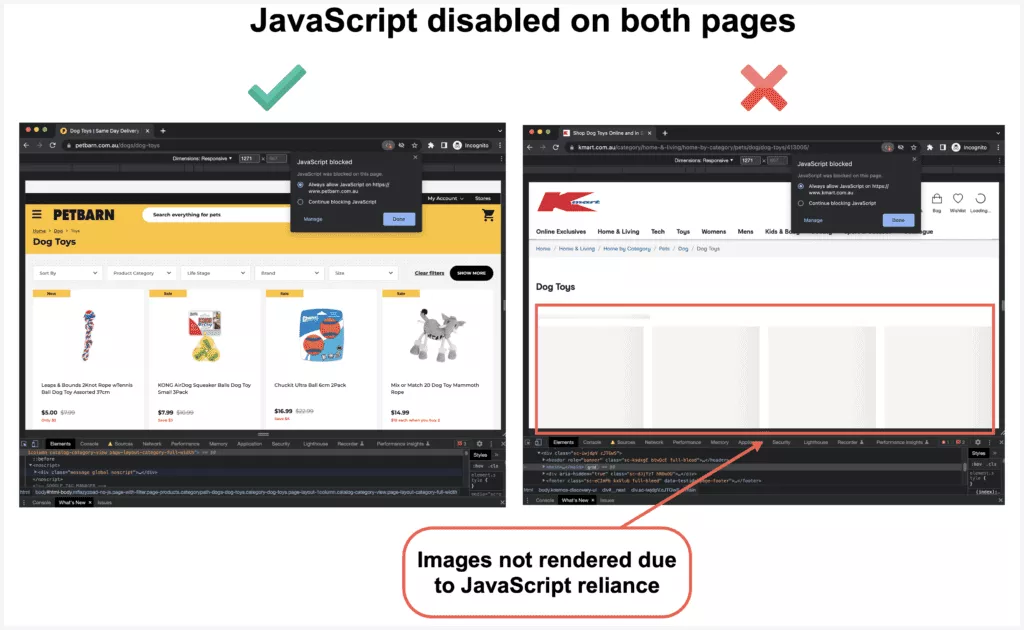 images non rendues sur les pages de catégorie en raison de problèmes de vignettes d'image de dépendance javascript